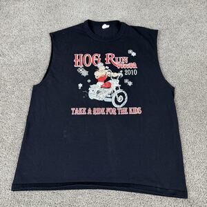 HOG Run Toys For Tots Shirt Mens 2XL Black Sleeveless Santa Biker Christmas 2010